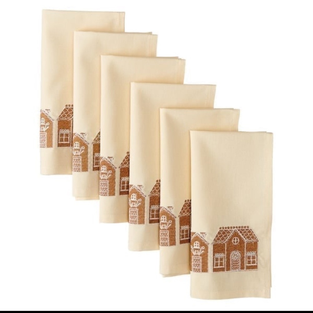 Huntington Home Holiday Gingerbread 6-Pack Napkin Set.
